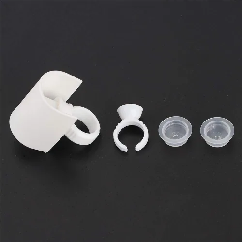 Miniatura 7 de Anillo de pegamento para extensiones de pestañas con soporte de pestañas en forma de U, taza de pegamento desechable para extensiones, paleta