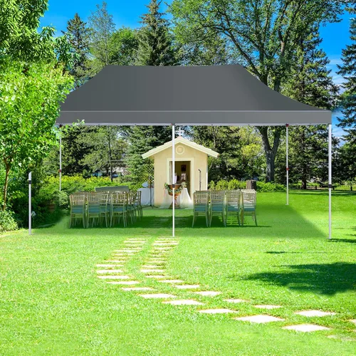 Miniatura 8 de COBIZI Tienda de campaña desplegable de 10 x 20 pies con 6 paredes laterales extraíbles, toldo comercial fácil de instalar, impermeable y gazebo Gris