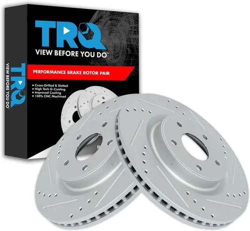 Miniatura 401 de TRQ Juego de rotores de freno de rendimiento trasero con revestimiento G premium compatible con Mazda 6 2014-2021