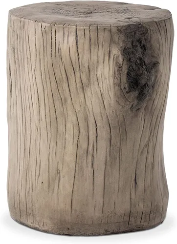 Miniatura 9 de HOMPUS Mesa auxiliar de hormigón para exteriores, mesa decorativa redonda moderna de tocón de árbol, soporte para maceta, taburete de jardín