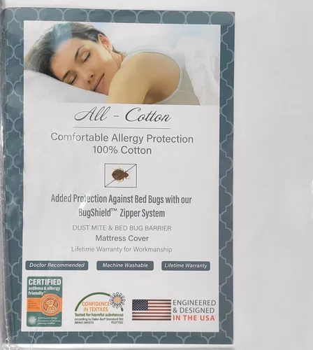 Miniatura 2 de Allersoft - Protector de colchón para control de alergias y ácaros, 100% algodón, Algodón, Blanco, Completo