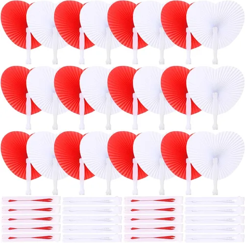 Miniatura 11 de Blulu Paquete de 60 abanicos de mano plegables de papel decorativo para boda, ventilador plegable de mano, decoración china y japonesa, a granel