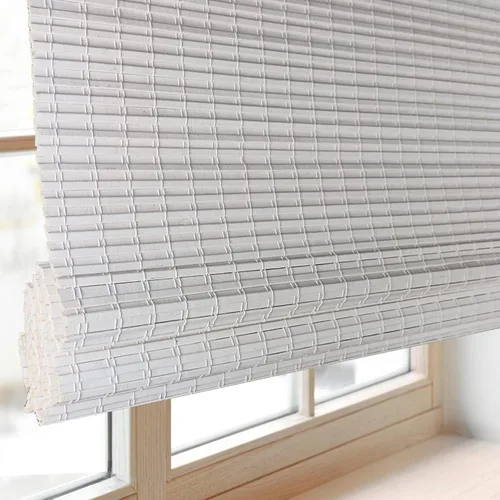 Miniatura 18 de Persianas de Bambú Opacas sin Cordón para Ventanas, Persianas Romanas de Filtrado de Luz con Cenefa de 6 Pulgadas de Alto, con Forro Oscurecedor
