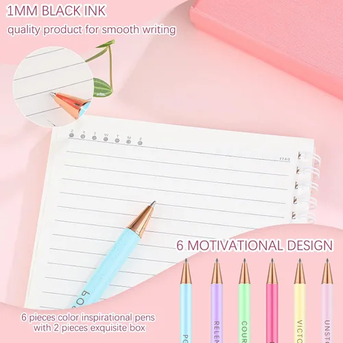 Miniatura 3 de Outus Juego de 6 bolígrafos de Navidad elegantes, regalos inspiradores para mujeres, bolígrafos motivacionales de oficina, regalos de metal bonito