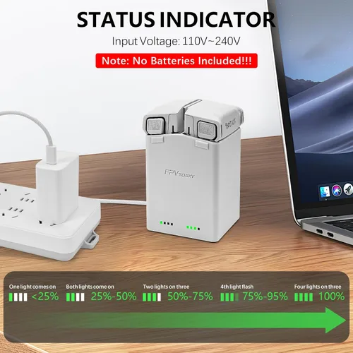 Miniatura 3 de AMAZEAR Cargador de batería para accesorios DJI Mini 5 Pro/Mini 4 3, DJI Mini5Pro Mini4/3 Series Hub de carga bidireccional con adaptador