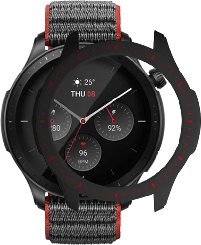 Miniatura 5 de Funda protectora para Amazfit GTR 4, a prueba de golpes, duradera, de policarbonato duro, accesorios para Amazfit GTR 4 Smartwatch (negro rojo)