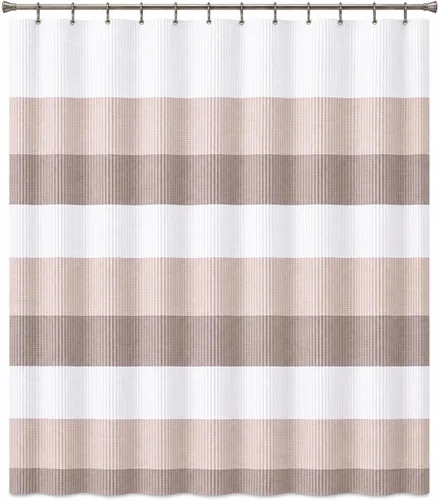 Miniatura 13 de Dainty Home Cortina de ducha de tejido Waffle en degradado azul agua - 70" x 72" - Cortina de ducha de mezcla de poliéster resistente al agua - La