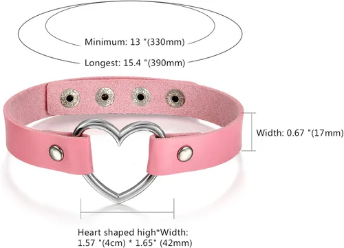 Miniatura 3 de OIDEA Adjustable Leather Heart Charm Choker Necklace for Women - Party Cosplay Halloween Decorations