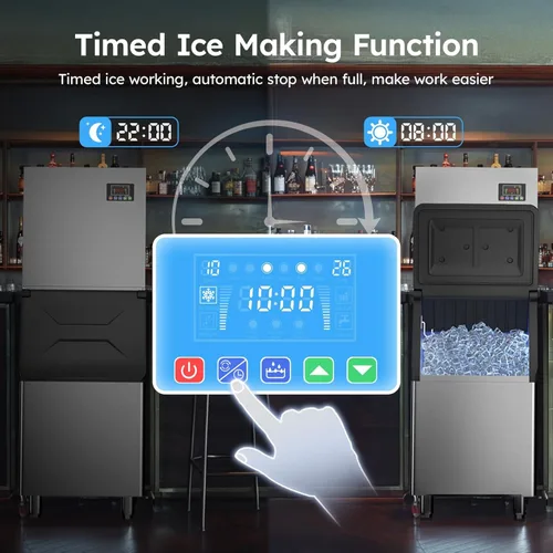 Miniatura 5 de Máquina de hielo comercial 760LBS/24H, almacenamiento de 650 libras, gran máquina de hielo industrial, lista para hielo en 5-15 minutos, con modo