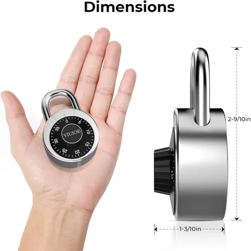 Miniatura 2 de Candado de combinación de 2 unidades, cerradura de dial resistente para casillero de gimnasio y casillero escolar, grillete de acero endurecido