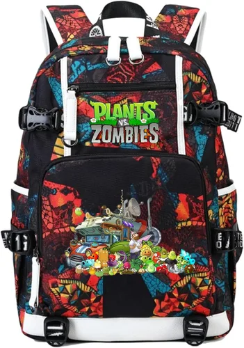 Miniatura 25 de ISaikoy Game Plants vs. Zombies - Mochila de hombro para libros, mochila escolar, mochila para computadora portátil, color rojo1