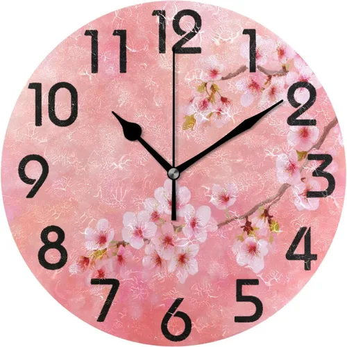 Miniatura 17 de Naanle Reloj de pared redondo negro con lápiz labial, de 9.5 pulgadas, funciona con pilas, de cuarzo, silencioso, analógico, silencioso