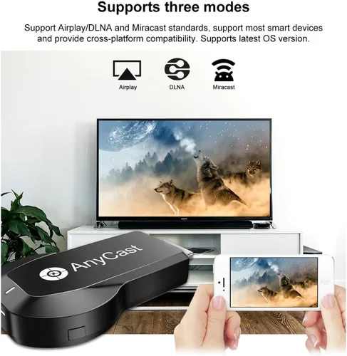 Miniatura 4 de Receptor de pantalla inalámbrico 4K 1080P 5G/2.4G de doble banda, SmartSee WiFi HD, adaptador de espejo fundido para iPhone, Mac, iOS, Android a TV