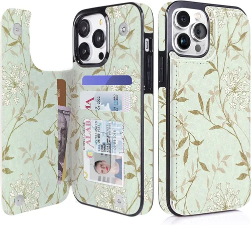 Miniatura 7 de uCOLOR Funda compatible con iPhone 13 Pro Max de 6.7 pulgadas con ranura para tarjetero, función atril, doble cierre magnético y diseño de bloqueo