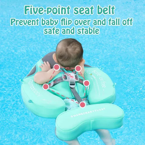 Miniatura 5 de Mambobaby Flotador con toldo y cola - Flotador para bebé con toldo, entrenador de natación infantil no inflable mejorado, toldo UPF+, arnés