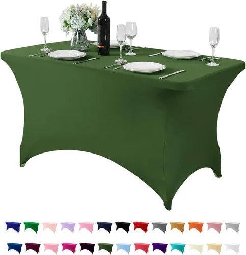 Miniatura 129 de Mantel de elastano para mesas de 4, 6 u 8 pies, mantel elástico universal ajustable para fiestas, banquetes, bodas y eventos - Verde manzana