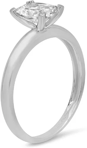 Miniatura 2 de Anillo de compromiso de 1,0 quilates con solitario de corte esmeralda, auténtico moissanita, ideal VVS1 D de 4 puntas de compromiso, boda, boda