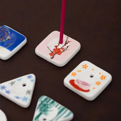 Miniatura 10 de Soporte de cerámica japonesa hecho a mano para incienso o quemador de incienso, bandeja única para recoger cenizas y regalo decorativo, decoración