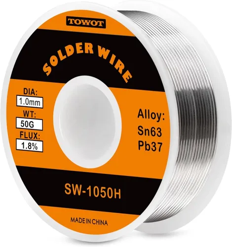 Towot 63-37 Alambre de soldadura de núcleo de colofonia de estaño y plomo de alta pureza para soldadura eléctrica, contenido de flujo de soldadura