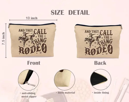 Miniatura 2 de Bolsa de maquillaje retro del oeste con diseño floral, calavera, cactus, paisaje, bolsa de cosméticos para maquillaje, bolsa pequeña con cremallera