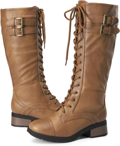 Miniatura 4 de DREAM PAIRS - Botas de poliuretano a la rodilla para mujer, estilo de equitación o combate