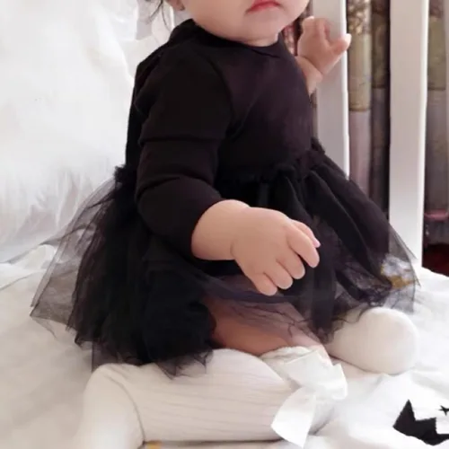 Miniatura 3 de Maemukilabe Infant Newborn Baby Girl Ruffle Sleeve Dress Romper 2Pcs Tulle Bodysuit Headband Set Christmas Halloween Clothes