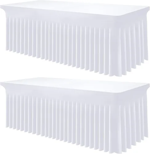 Miniatura 27 de Smiry Mantel de Spandex, Mantel Elástico Ajustable Extensible para Mesas Rectangulares de 6 Pies, Falda Cubierta de Mesa Impermeable y Lavable