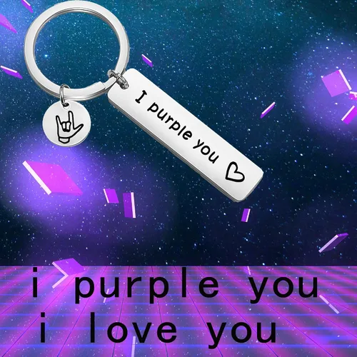 Miniatura 6 de TGBJE Llavero I Purple You con texto en inglés I love you, regalo para novio, día de San Valentín