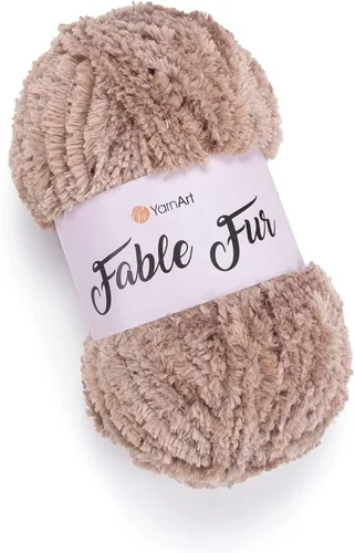 Miniatura 10 de Yarnart Fable Fur Hilo (100gr), Hilo de Pestañas Sintético Suave Grueso Esponjoso Falso Difuso para Ropa de Ganchillo Tejido de Punto Súper