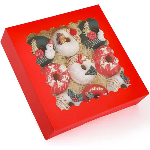 Miniatura 9 de qiqee Cajas de Galletas de Acción de Gracias con Ventana para Dar Regalos Cajas de Golosinas de Otoño 10x10x2.5 pulgadas 30 Paquetes Caja de Día