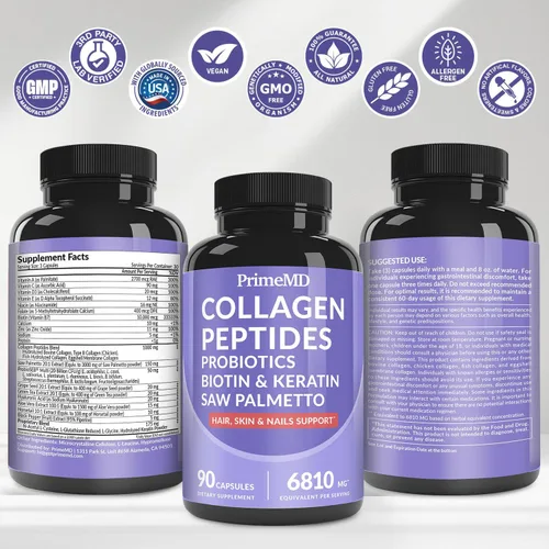 Miniatura 8 de Vitaminas 27 en 1 para la piel y las uñas (6810 mg) con biotina 10000mcg – Suplementos de colágeno para hombres y mujeres – Suplementos de queratina