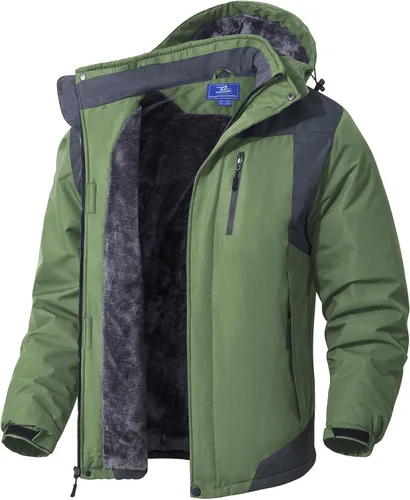 Miniatura 9 de SPOSULEI - Chaquetas de esquí para hombre con capucha, chaquetas de snowboard, impermeables, forro de vellón, abrigos con bolsillos múltiples