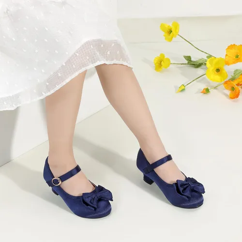 Miniatura 150 de PANDANINJIA Vestido de jada para niñas y niños pequeños, zapatos de princesa Mary Jane con tacones con lazo para fiesta, boda, boda