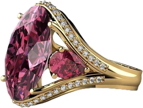 AZQ Vintage Anillo de Plata de Ley 925 con Rubí, Anillos de Cóctel de Corte Oval, Gema Roja de Zirconia Cúbica, Anillo de Promesa de Aniversario,
