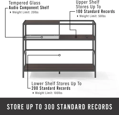 Miniatura 4 de Crosley Furniture Provo - Soporte para tocadiscos con almacenamiento para discos de vinilo, negro mate/marrón