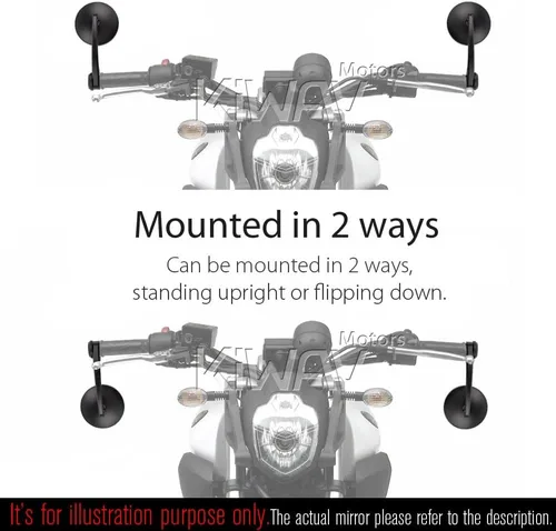 Miniatura 2 de KiWAV Magazi Eclipse - Espejos redondos para motocicleta, color negro, compatible con Indian Scout Bobber 2-Negro