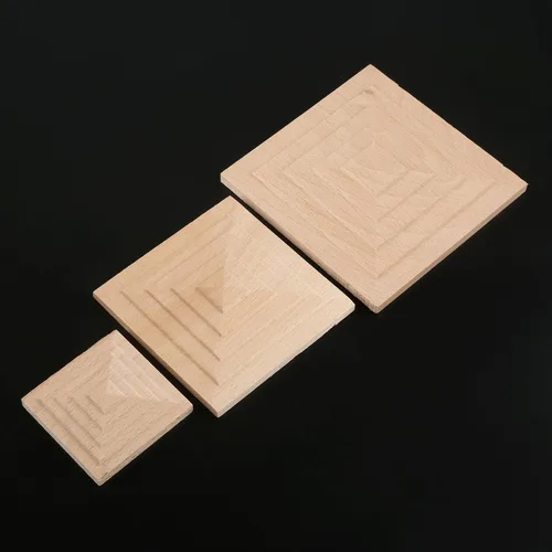 Miniatura 7 de MUXSAM Apliques cuadrados tallados de madera, paquete de 4 calcomanías de madera sin pintar para espejos, paredes, puertas, gabinete, tocador