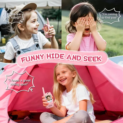 Miniatura 4 de Walkie Talkies de video para niños, paquete de 2 intercomunicadores de video recargables para niños, juguetes para interiores y exteriores