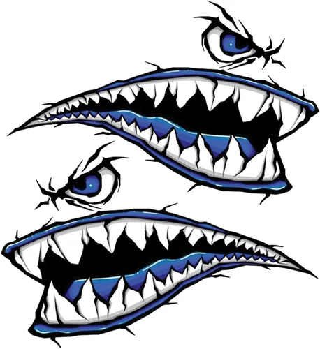 Miniatura 14 de 2 calcomanías de kayak con dientes de tiburón, impermeables, divertidos, accesorios gráficos para kayak, canoa, pesca, barco, automóvil, camión