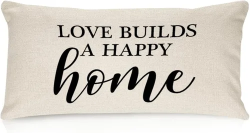 Miniatura 27 de Better When We are Together - Fundas de almohada lumbar de 12 x 20 pulgadas con citas divertidas de algodón y lino para sofá, decoración de sala