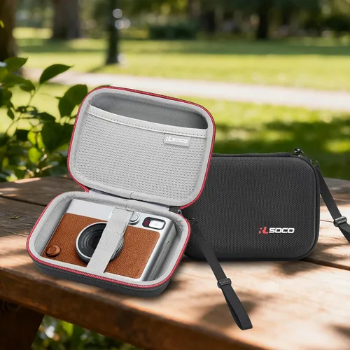 Miniatura 7 de RLSOCO Funda de transporte para cámara instantánea Fujifilm Instax Mini EVO, soporta Instax Mini Evo, hojas de película instantánea, cable de carga