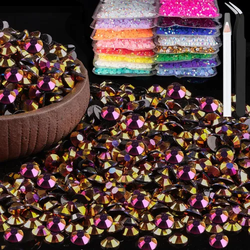 Miniatura 39 de 15000 diamantes de imitación de resina de 0.079 pulgadas a granel, diamantes de imitación de gelatina redondos negros con parte trasera plana, gemas