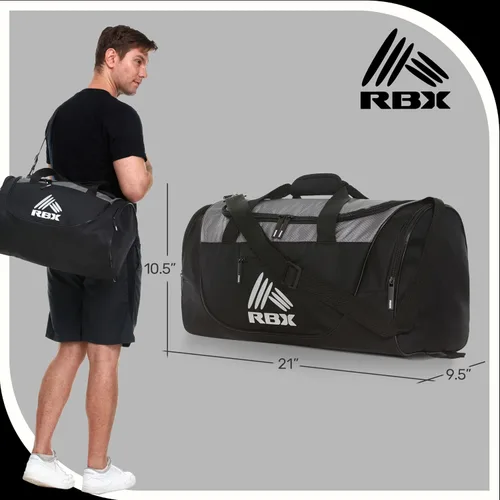 Miniatura 6 de RBX Bolsas de gimnasio para hombres, pequeña bolsa de gimnasio para mujeres con compartimento para zapatos, bolsa de lona para viajes, bolsa