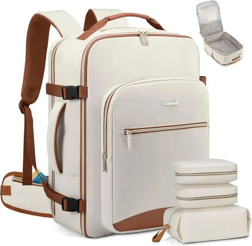 Miniatura 49 de LOVEVOOK Mochila de viaje de 40L aprobada para vuelo, 3 cubos de embalaje, bolsa de viaje impermeable para artículos personales, equipaje de mano