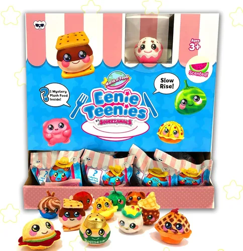 Miniatura 5 de Squeezamals World of Food - Juego de pizza de Nueva York para niños, juguete de peluche de 4 piezas, incluye mini peluches de comida perfumada
