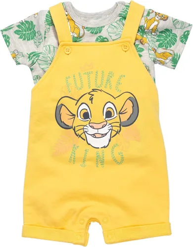 Miniatura 13 de Disney Conjunto de 3 piezas de overoles cortos de rizo francés para bebé, camiseta y sombrero, tallas de recién nacido a bebé (0-24 meses)