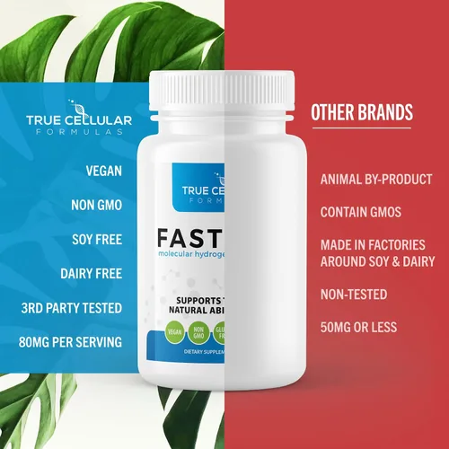 Miniatura 6 de True Cellular Formulas Fastonic Suplemento de hidrógeno molecular, nivel Elite de porciones H2-60 (60 tabletas) sin OMG, sin gluten, sin soja, ayuno