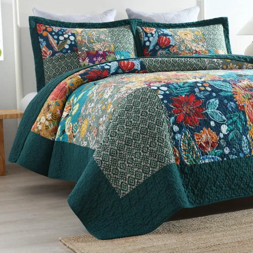 Miniatura 2 de Autumn Dream - Juego de colchas de algodón, juego de cubrecama reversible, conjunto de cubrecamas, edredón de confort, estampado floral vintage