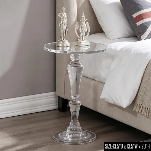 Miniatura 4 de Mesa auxiliar de acrílico para muebles, mesa auxiliar de acrílico para beber alimentos, mesas pequeñas y modernas transparentes para sala de estar