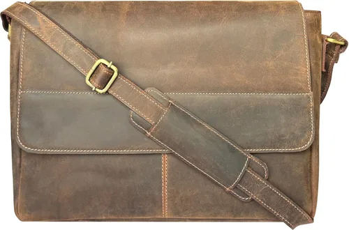 Miniatura 7 de Bolso de mensajero de cuero para hombre, 14 pulgadas, bolso de cuero para laptop, bolso cruzado vintage para oficina, bolso de hombro de viaje Marrón
